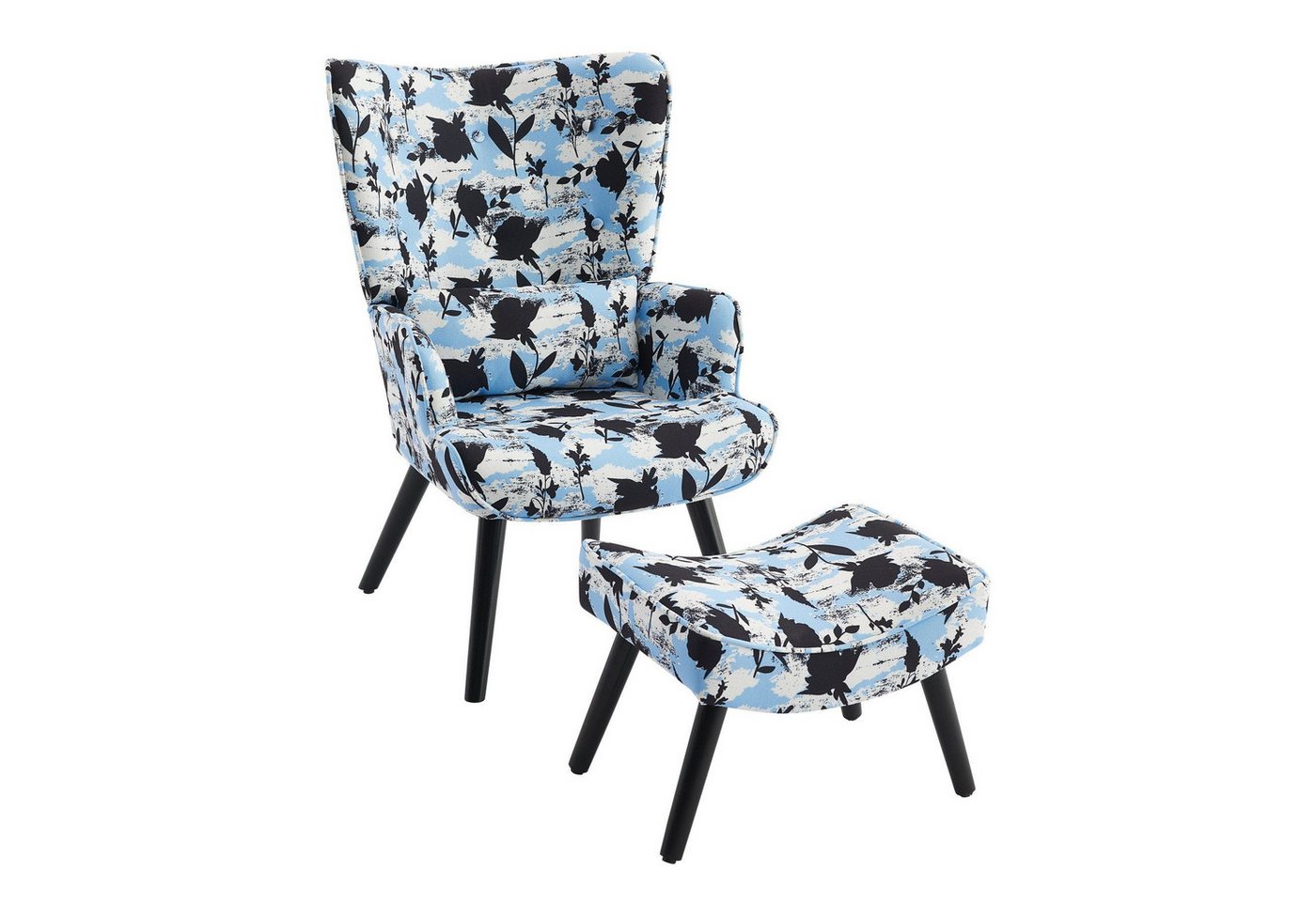 HomeMiYN Ohrensessel Relaxsessel mit Hocker Patchwork Sessel Wohnzimmer Ohrensessel Holz HomeMiYN Ohrensessel Relaxsessel mit Hocker Patchwork Sessel Wohnzimmer Ohrensessel Holz von HomeMiYN