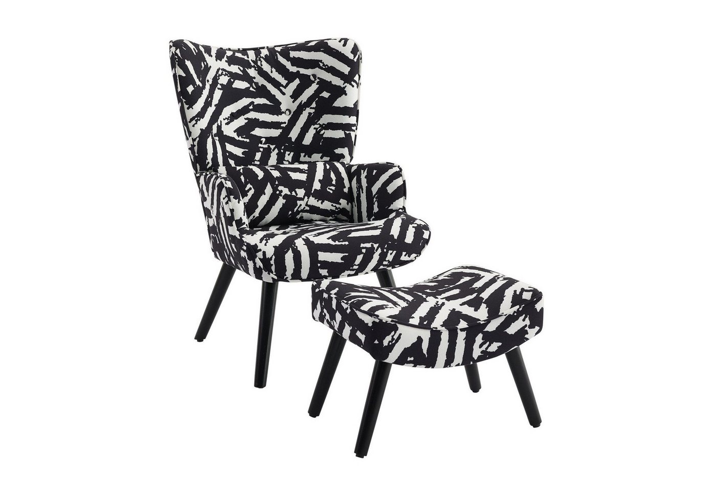 HomeMiYN Ohrensessel Relaxsessel mit Hocker Patchwork Sessel Wohnzimmer Ohrensessel Holz HomeMiYN Ohrensessel Relaxsessel mit Hocker Patchwork Sessel Wohnzimmer Ohrensessel Holz von HomeMiYN