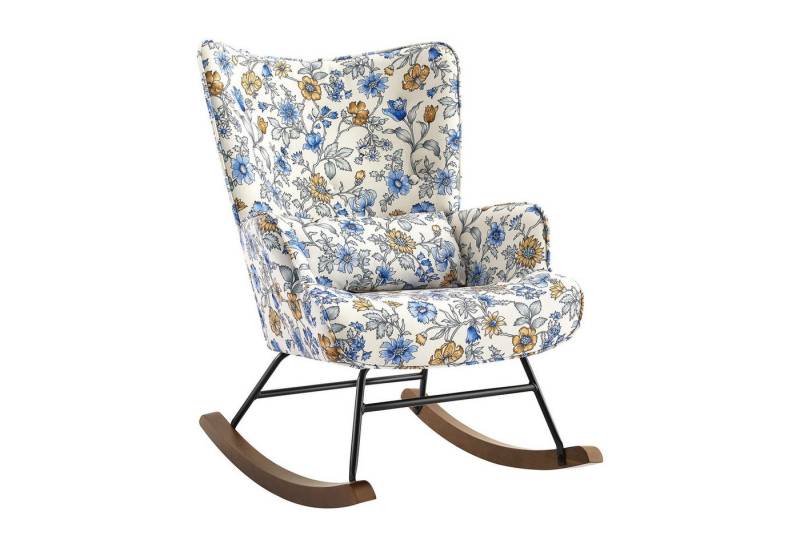 HomeMiYN Schaukelstuhl Schaukelstuhl Patchwork Sessel Schwingsessel Relaxstuhl Wohnzimmer, Relaxfunktion, das Baby zum Schlafen bringen von HomeMiYN