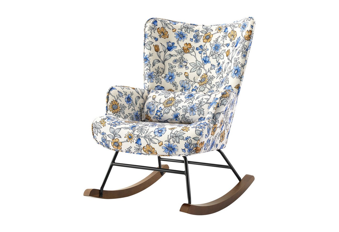 HomeMiYN Schaukelstuhl Schaukelstuhl Patchwork Sessel Schwingsessel Relaxstuhl Wohnzimmer, Relaxfunktion, das Baby zum Schlafen bringen von HomeMiYN