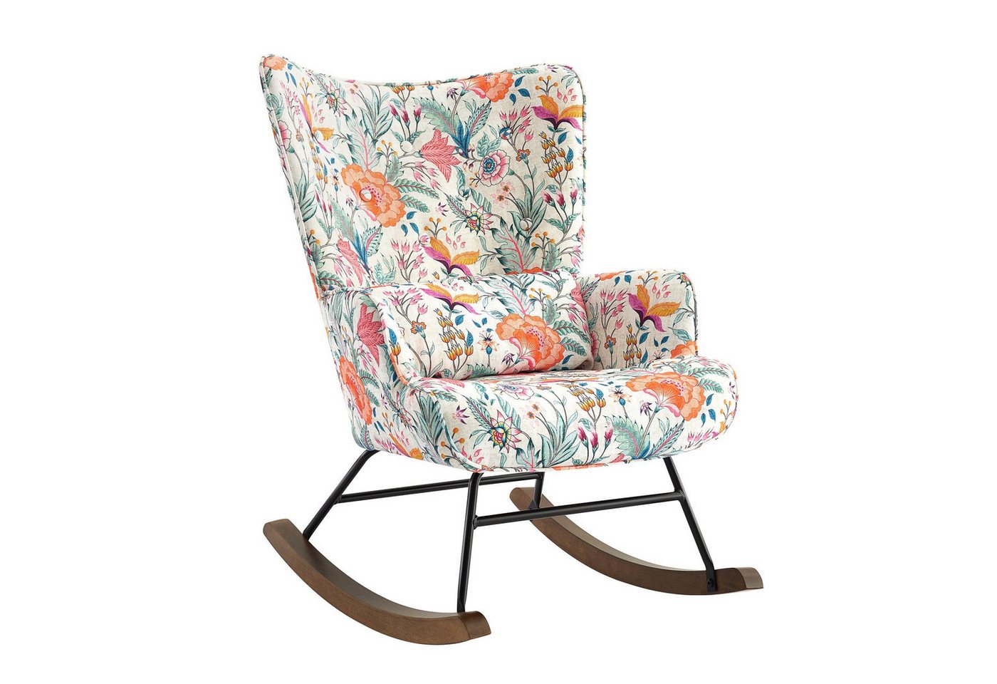 HomeMiYN Schaukelstuhl Schaukelstuhl Patchwork Sessel Schwingsessel Relaxstuhl Wohnzimmer, Relaxfunktion, das Baby zum Schlafen bringen von HomeMiYN