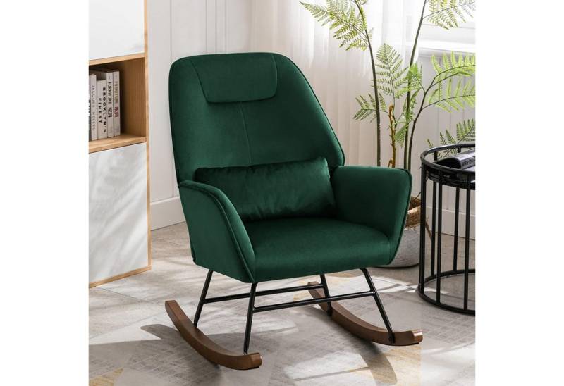 HomeMiYN Schaukelstuhl Schaukelstuhl Patchwork Sessel Schwingsessel Relaxstuhl Wohnzimmer (1 St), Aus holz von HomeMiYN