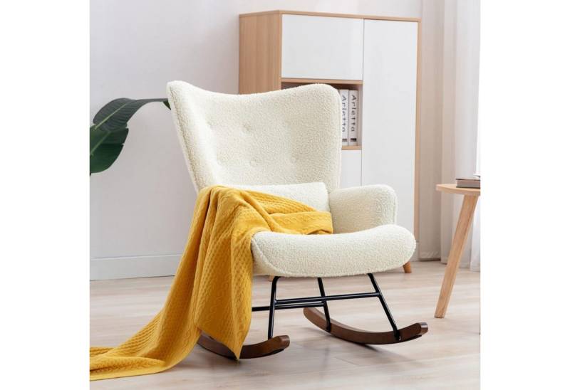 HomeMiYN Schaukelstuhl Schaukelstuhl Patchwork Sessel Schwingsessel Relaxstuhl Wohnzimmer (1 St), Aus holz von HomeMiYN