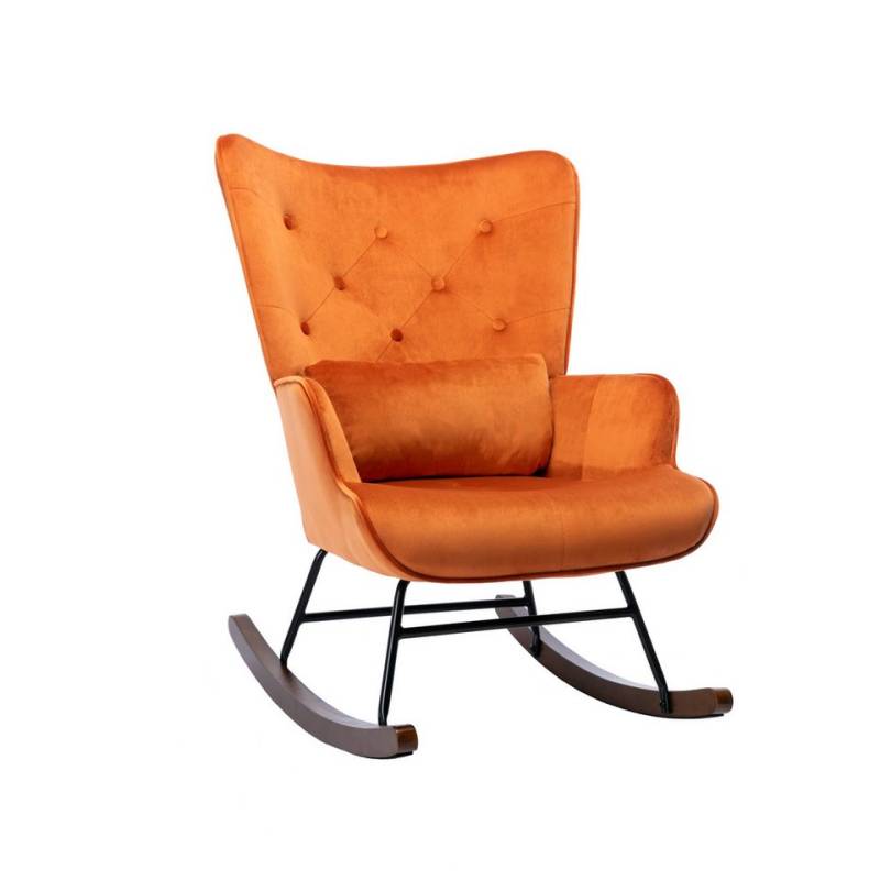 HomeMiYN Schaukelstuhl Schaukelstuhl Wohnzimmer Samt mit Metallgestell Holzsockel stillsessel, Aus holz von HomeMiYN
