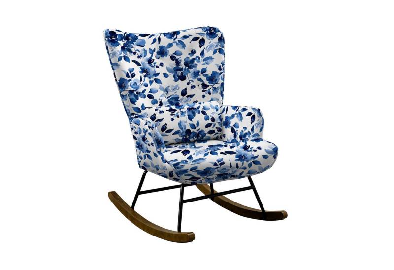 HomeMiYN Schaukelstuhl Schaukelstuhl Wohnzimmer Samt mit Metallgestell Holzsockel stillsessel, Aus holz von HomeMiYN