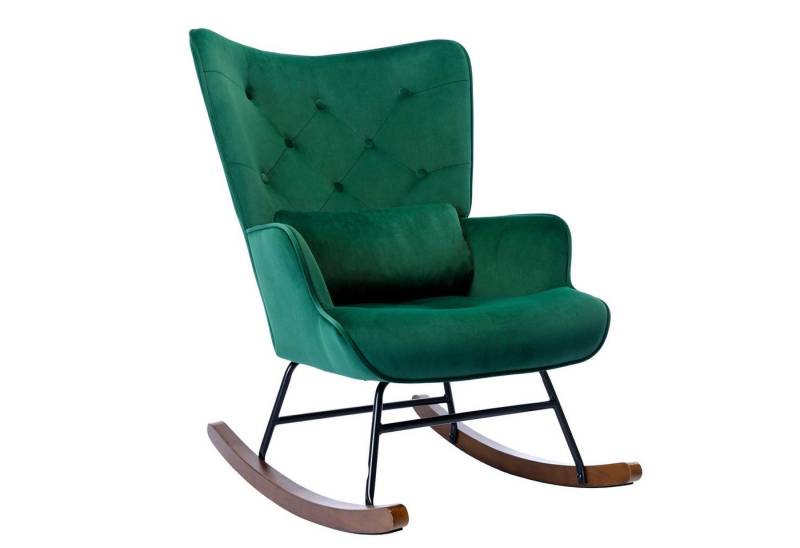 HomeMiYN Schaukelstuhl Schaukelstuhl Wohnzimmer Samt mit Metallgestell Holzsockel stillsessel, Aus holz von HomeMiYN