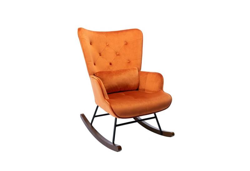 HomeMiYN Schaukelstuhl Schaukelstuhl Wohnzimmer Samt mit Metallgestell Holzsockel stillsessel, Aus holz von HomeMiYN