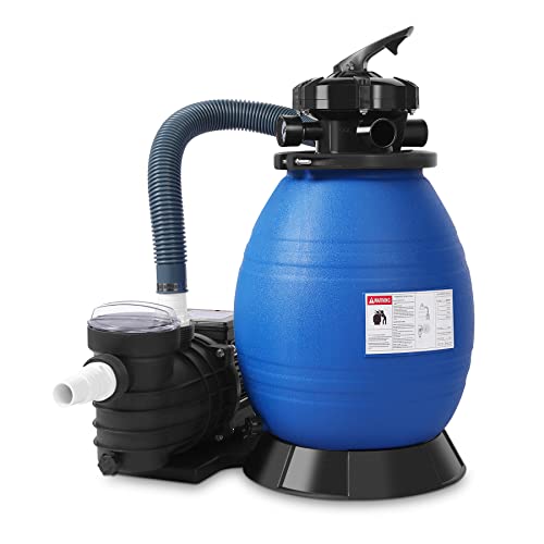 Sandfilteranlage Pool Sandfilter 11000L/h Poolfilter Filteranlage 5-Wege Ventil Poolpumpe mit Filter Druckanzeige 26L Filterkessel für Pool Schwimmbecken selbstsaugende Sandfilter Sandfilterpumpe IPX5 von HomeMiYN