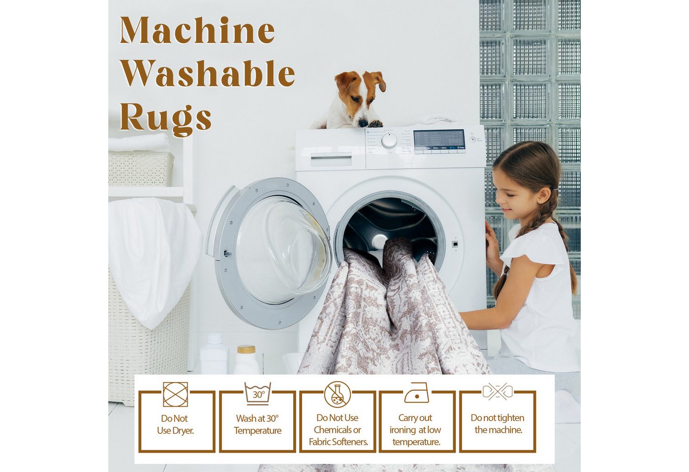Teppich Maschinenwaschbarer Teppich, rutschfest, schmutzabweisend, Teppiche fü, HomeNette, 2' x 3' von HomeNette