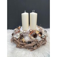 Adventskranz Natur, Adventsgesteck, Tischdeko Weihnachten von HomeOfDeco
