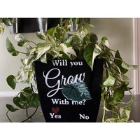 Willst Du Mit Mir Wachsen 21 cm Großer Black Square Pot von HomeOniship