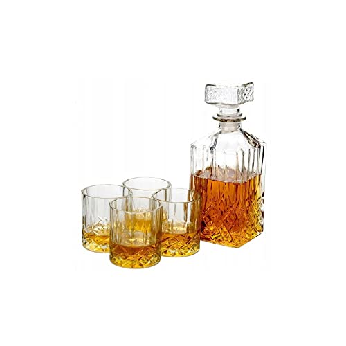 HomePlaceEU Whisky and Wine Decanter Set 900 ml with 4 Whisky Glasses 230 ml in Gift Box von Eco Lifestyle Africa