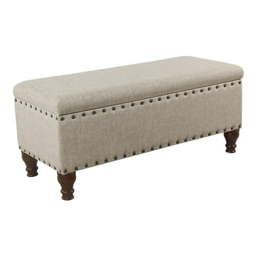 HomePop Große Aufbewahrungsbank mit Nagelkante, beige und braun von HomePop