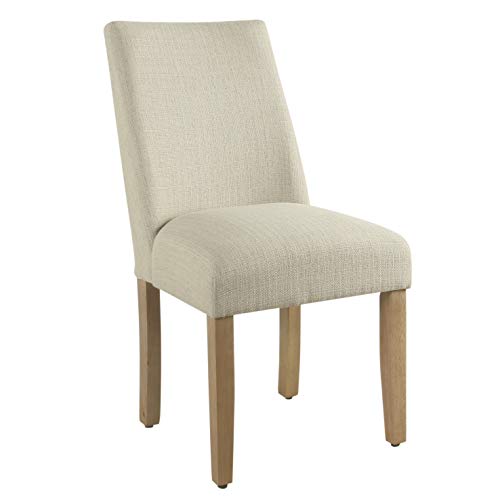HomePop Home Decor Moderner gepolsterter Esszimmerstuhl mit gebogener Rückenlehne | Individueller Esszimmerstuhl | dekorative Möbel für Zuhause | cremefarbenes Leinen (Einzel) von HomePop