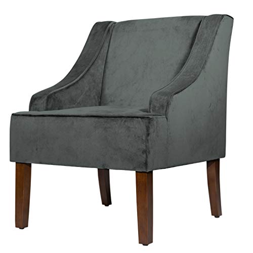 HomePop Velvet Swoop Armlehnstuhl Wohnzimmerstuhl strukturiert grau von HomePop