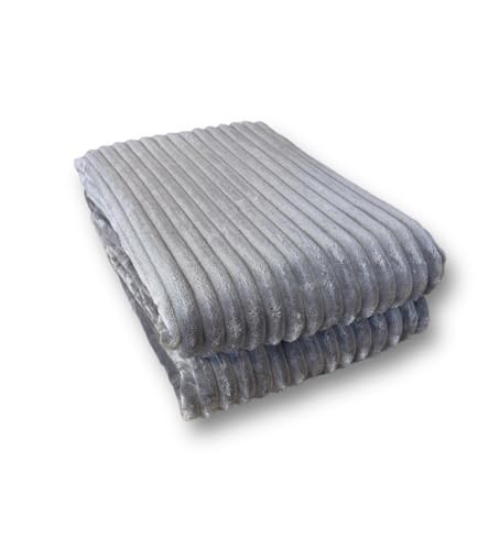 Decke Flanell in Cord-Optik | Warme, weiche Kuscheldecke | 150 x 200 cm (Anthrazit) von HomeRelax&Style