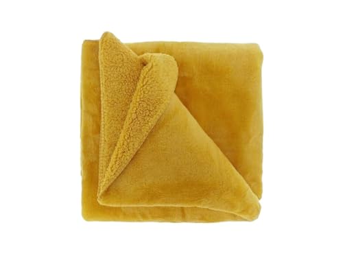HomeRelax&Style Große Teddy-Decke 150x200cm | Kuscheldecke Torvah | Wohndecke in strahlendem Gelb | weicher, Flauschiger Teddy Fleece von HomeRelax&Style