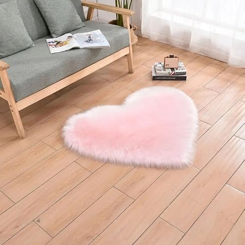 HomeRelax&Style Herzteppich | Flauschiger Teppich in Herzform I Herz Teppich Vorleger 40 x 50cm (Rosa) von HomeRelax&Style