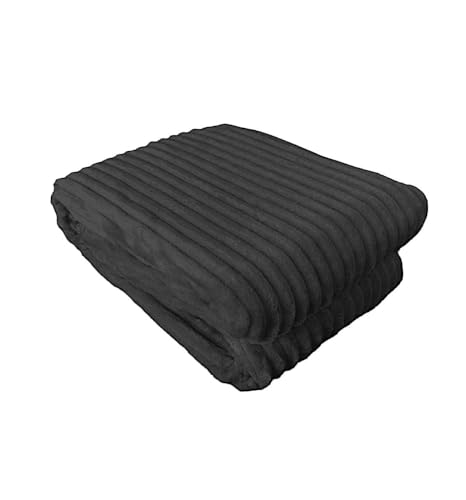 Kuscheldecke in Cord-Optik » Wohndecke 200x150cm » Tagesdecke mit Antipilling-Effekt » warme Couchdecke Farbe Anthrazit von HomeRelax&Style