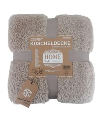 Teddy Kuscheldecke 150 x 200 cm » warme Wohndecke in Kunstfell-Optik | Flauschige Mikrofaser Decke (Hellbraun) von HomeRelax&Style