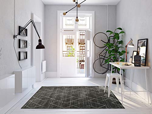 HomeRug Geometrischer belgischer Teppich, Grau, 140 x 200 cm von HomeRug
