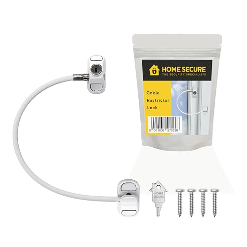 Home Secure Fenstersicherung Kindersicherung für UPVC - Premium Schlüsselverriegelung Kabel Fenstersicherungsgerät Kindersicherung & Haustierverhütung Schloss Schraubfest für zusätzliche Sicherheit von HomeSecure