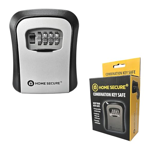 Home Secure Schlüsseltresor zur Wandmontage für den Außenbereich – wetterfeste Schlüsselbox mit 4-stelligem rücksetzbarem Schloss – sicherer Ersatzschlüsselhalter für außen – 95 x 115 x 40 mm von HomeSecure