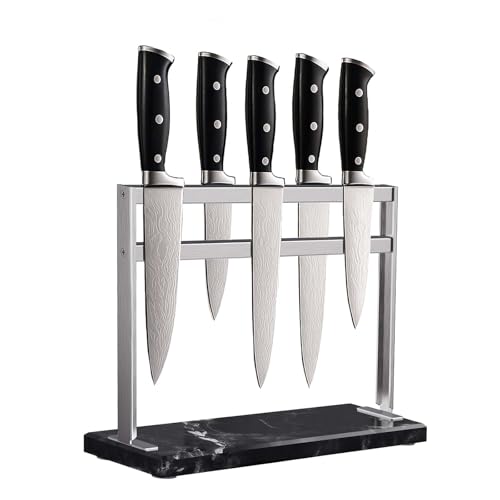 HomeSimplex Magnetischer Messerblockhalter - Marmorsockel Magnetischer Messerständer für Theke - Doppelseitiger Magnetischer Messerhalter - Edelstahl Küchenmesserblock ohne Messer - Schwarz von HomeSimplex