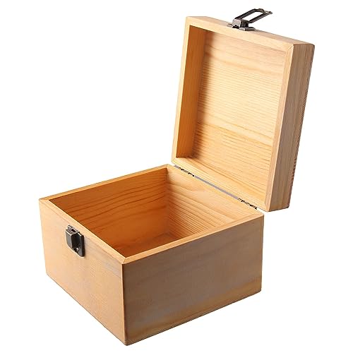 HomeSoGood Vintage-Aufbewahrungsbox aus Holz, 14,5 x 14,5 x 9,9 cm, kleiner Bastelbehälter, Aufbewahrung mit Deckel und Verschluss, Mehrzweck-dekorative Box für DIY-Kunstwerke von HomeSoGood