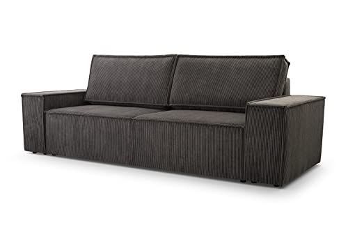 HomeSpace24 Sofa Couch Monte - Schlafcouch mit Bettkasten Sofas & Couches - Schlafsofa Bettsofa - Couch mit Schlaffunktion Sofa Wohnzimmer- Monte (Dunkelgrau) von HomeSpace24