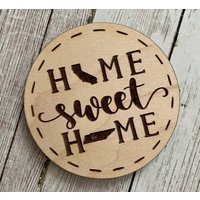 Home Sweet Two State 2, 5 Zoll Mit Starkem Haltemagnet | Zwei Heimatländer Neues Zuhause Geschenkidee Housewarming Holz Magnet von HomeSweetSignsNH