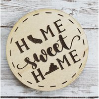 Kalifornien Nach Virginia Home Sweet 2, 5-Zoll-Holzmagnet | Von Bundesstaat Zu Neues Zuhause Geschenk Einweihungsparty Idee von HomeSweetSignsNH
