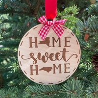 New York Nach North Carolina Home Sweet Holz Ornament | Von Bundesstaat Zu Neues Zuhause Geschenkidee Einweihungsparty Geschenk Weihnachten 2024 von HomeSweetSignsNH
