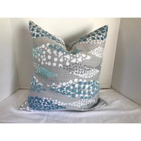 Kissenbezug Grau Weiß Teal Mint Dekostoff Benutzerdefinierte Größe Auswahl Abstraktes Design von HomeSweetSweetHome
