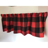 Volant Schwarz Und Rot Buffalo Check Plaid Fensterbehandlung Nach Maß 135 cm B X 14 L von HomeSweetSweetHome