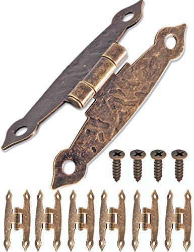 FUXXER® - 6x Antike Scharniere, Bronze Eisen Design, Für Schränke Schrank-Türen Truhen Kisten Dosen im Vintage Land-Haus Retro Stil, 65x34mm 6er Set von HomeTools.eu