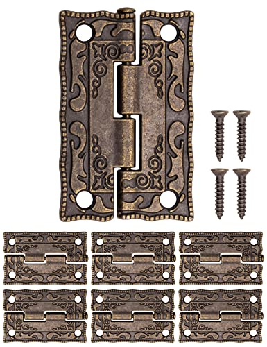 FUXXER® - Antike Mini-Scharniere, Metall-Scharniere, Eisen-Scharniere, Klassisches Design, für Schränke, Schrank-Türen Truhen Kisten Dosen im Vintage Land-Haus Retro Stil, 36x23 mm, bronze, 6er Set von HomeTools.eu