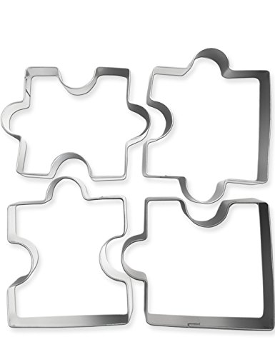 HomeTools.eu® - 4 Ausstech-Formen Puzzle, Keks-Formen, Ausstecher-Set, für lustige Puzzle-Kekse, Edelstahl, 4 Stück von HomeTools.eu