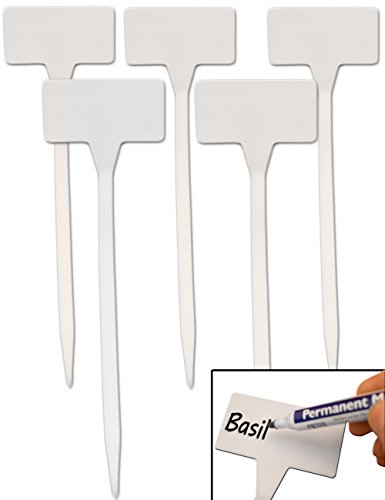 HomeTools.eu® - 5 Stück Pflanz-Schilder, Steck-Etiketten Pflanzen-Stecker, Kunststoff beschreibbar verwitterungsfest, 30cm Weiss von HomeTools.eu