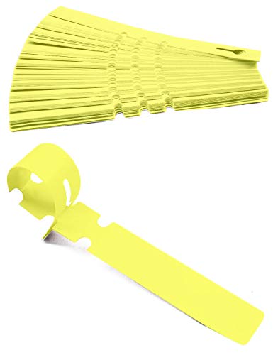 HomeTools.eu® - 100 Stück Beschriftungs-Bänder, für Garten Pflanzen Bäume Sträucher, Kunststoff 21 x 2cm, Wetter-fest Wasser-fest mit Schlaufe zur Befestigung, 100er Set, gelb von HomeTools.eu