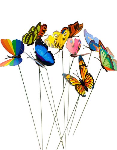 HomeTools.eu® - 20 Stück Deko Schmetterlinge, flattern im Wind, bunt gemischt, für Garten Balkon Blumen-Topf Blumen-Kasten Blumenstrauß Stecker, 20er Set von HomeTools.eu