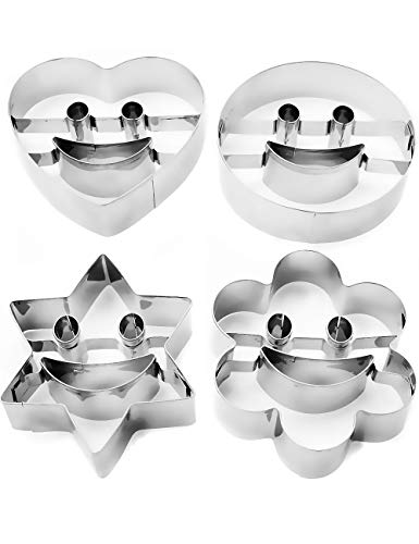 HOMETOOLS.EU® 4 Ausstechformen Smiley Keks-Formen, Edelstahl, 4 Stück, lustige Gesichter von HomeTools.eu
