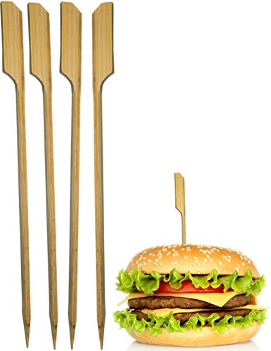 HomeTools.eu® - 50x Hamburger Holz-Spieße, Sticks, BBQ Grill-Spieße Cheese Burger, Bambus Fahne, Fixieren und halten den Burger zusammen, 15cm, 50 Stück von HomeTools.eu