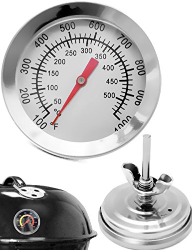HomeTools.eu® - Temperatur-Beständiges analoges BBQ Grill-Thermometer Koch-Thermometer, zum Nachrüsten für BBQ Smoker Grill Töpfe Bräter Räucher-Ofen, 10°C - 350 °C von HomeTools.eu