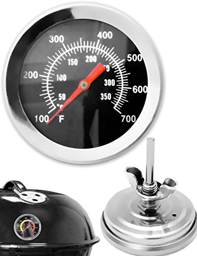 HomeTools.eu® - Temperatur-Beständiges analoges BBQ Grill-Thermometer Koch-Thermometer Smoker-Thermometer, zum Nachrüsten für BBQ Töpfe Bräter Räucher-Ofen, 10°C - 350 °C von HomeTools.eu