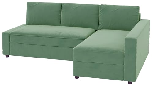 HomeTown Market Nur Sofabezüge. Strapazierfähiger Friheten Sofa bezug, kompatibel mit IKEA Friheten Schlafbett Eckbezug. (Samt grün Links Länger) von HomeTown Market