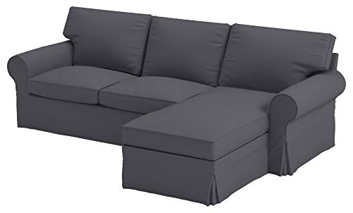 HomeTown Market Strapazierfähiger Sofabezug Ersatz kompatibel für IKEA Ektorp Sofa Cover. Slipcover nur. Sofa Nicht inbegriffen. (4 Sitzer Chaise Polyester dunkelgrau) von HomeTown Market