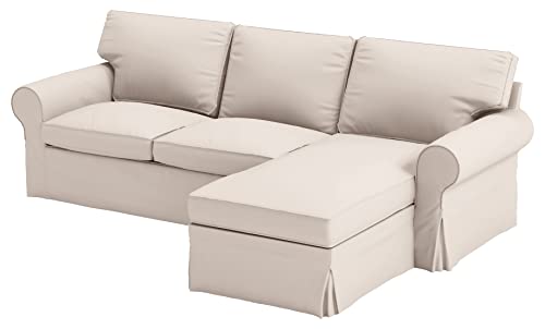 HomeTown Market Strapazierfähiger Sofabezug Ersatz kompatibel für IKEA Ektorp Sofa Cover. Slipcover nur. Sofa Nicht inbegriffen. (4 sitzige Chaise Polyester Beige) von HomeTown Market