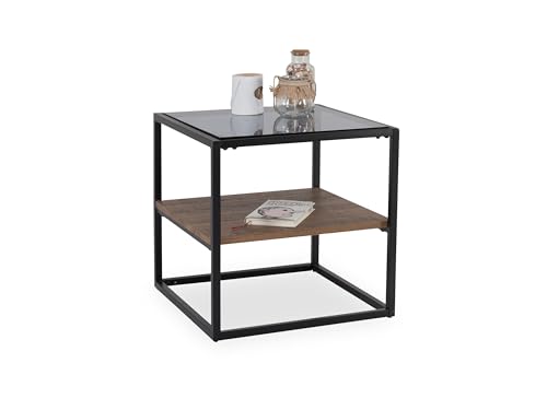 M2 Kollektion Detroit Beistelltisch/Kaffeetisch, Holz, braun, schwarz, B/H/T= 50x50x50cm von M2 Kollektion