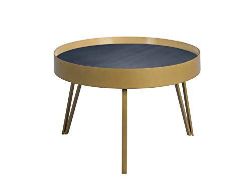 M2 Kollektion Tom 2 Couchtisch/Sofatisch, Metall, schwarz, gold, Durchmesser=60, Höhe=41cm von M2 Kollektion